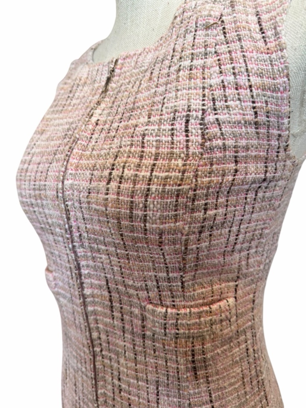 CHANEL Blush Pink Tweed Midi Dress with Front And Back Zip - Picture 8 of 13